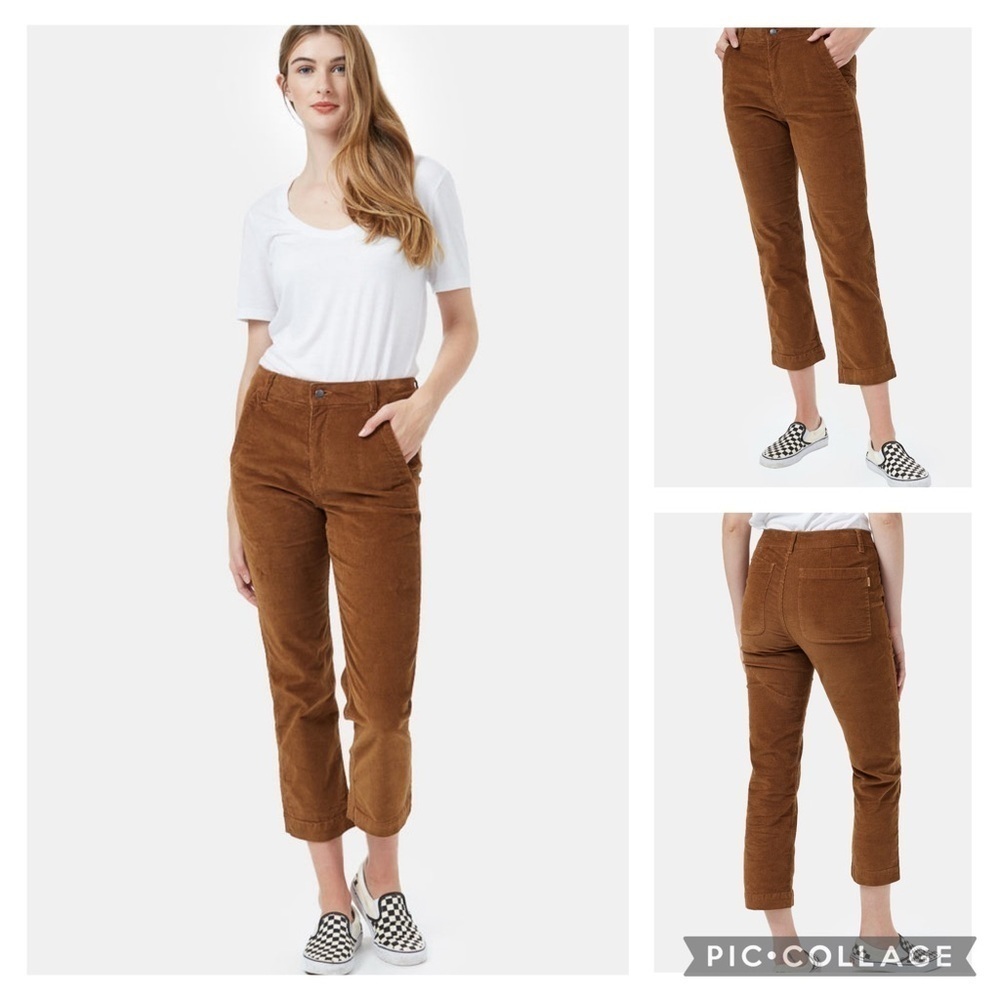TenTree Corduroy Cropped Straight Leg Eco-Friendly Trousers Pants Women’s size 2 - Picture 1 of 14